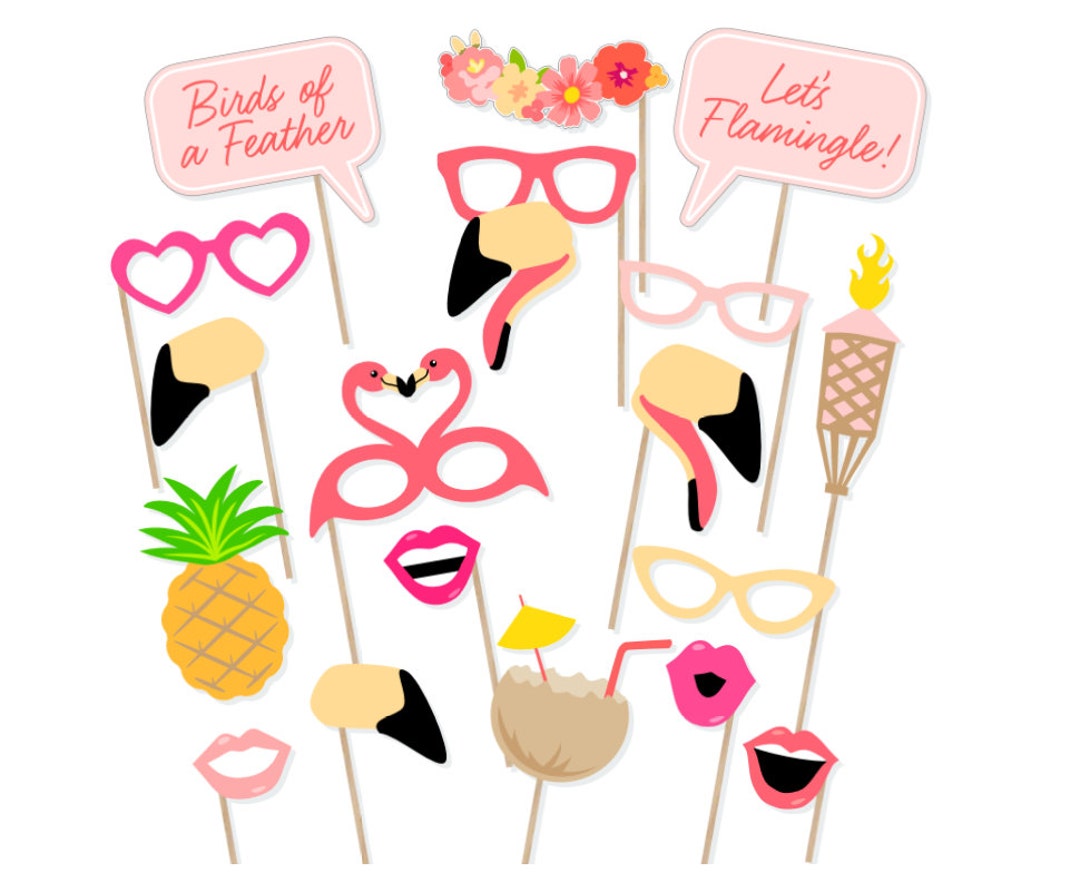Printable Flamingo Party Photo Booth Props Flamingo Photobooth Props Flamingo Printable Props Flamingle Party Tropical Pool Party - Etsy