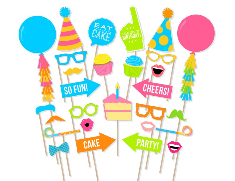 Printable Birthday Photo Booth Props Printable Birthday Etsy