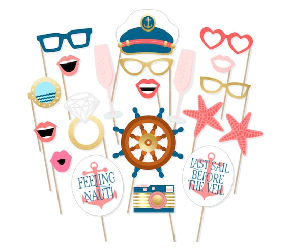 Printable Bachelorette Photo Booth Props Last Sail Before the Veil Props Nautical Bachelorette Feeling Nauti Hen Party Photo Props Etsy UK