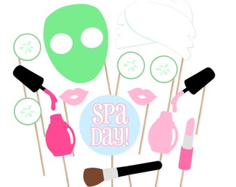 Spa Day Printable Photo Props - Spa Manicure Photo Booth Props - Spa Photobooth Props - Spa Birthday Party