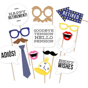 Printable Retirement Photo Booth Props - Retirement Party Photobooth Props - Retirement Party Decorations - Retirement Photo Props