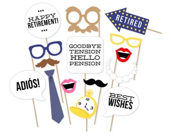 Printable Retirement Photo Booth Props - Retirement Party Photobooth Props - Retirement Party Decorations - Retirement Photo Props