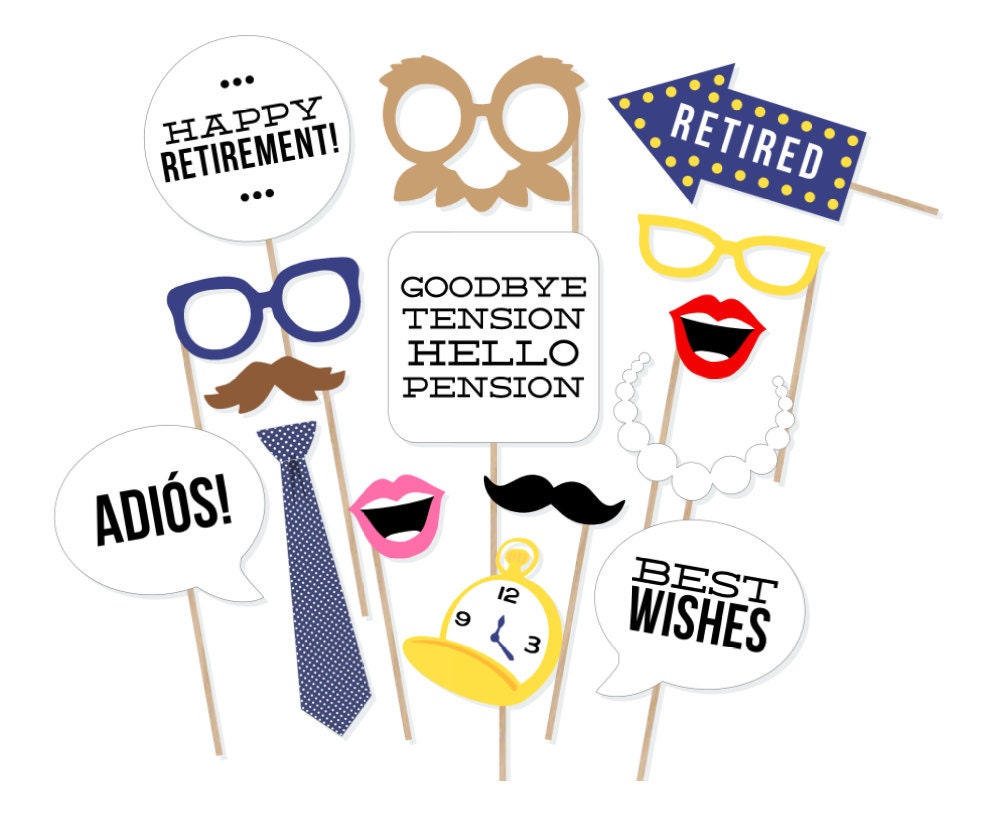 Printable Retirement Photo Booth Props Retirement Party Etsy