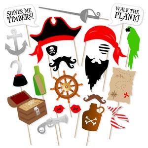 Printable Pirate Photo Booth Props - Pirate Birthday Props - Nautical Props - Neverland Photo Props - Printable Pirate Birthday Party Decor