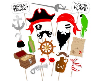 Printable Pirate Photo Booth Props - Pirate Birthday Props - Nautical Props - Neverland Photo Props - Printable Pirate Birthday Party Decor