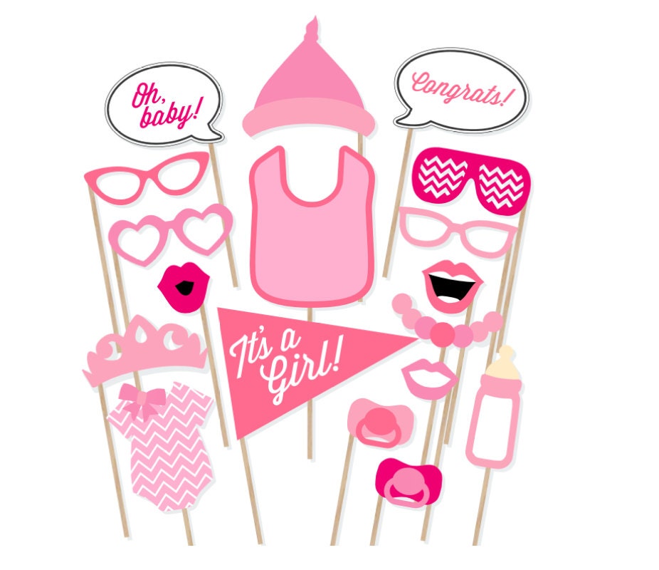 It's A Girl Baby Shower Printable Photo Booth Props - Baby Shower Photobooth Props - Pink Baby Shower Printables - Baby Girl Photobooth
