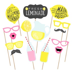 Utskrivbara fotobåsrekvisita med lemonadställ - Lemonadfotobås - Lemonadrekvisita - Utskrivbara lemonadfest - Lemonadfödelsedagsfest