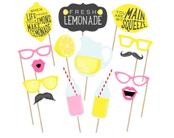 Printable Lemonade Stand Photo Booth Props - Lemonade Photobooth - Lemonade Props - Lemonade Party Printables - Lemonade Birthday Party