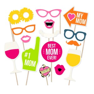 Mother&#39;s Day Photo Booth Props - Mother&#39;s Day Photobooth Props - Mother&#39;s Day Printable - Best Mom Ever - Mum Party - Mom Props