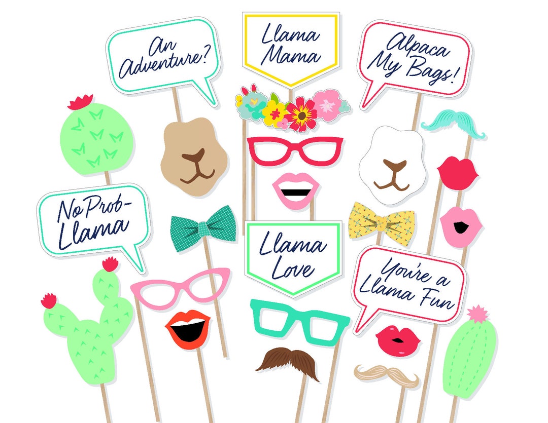 Printable Llama Photo Booth Props - Llama Photobooth - Alpaca Props ...