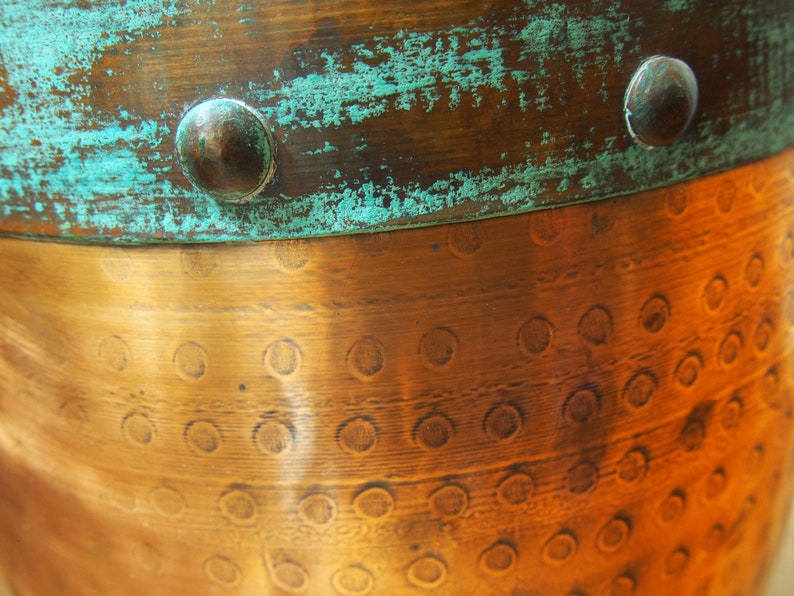 Riveted/hammered Copper Drum Table Etsy