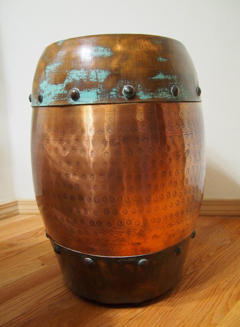 Riveted/hammered Copper Drum Table Etsy