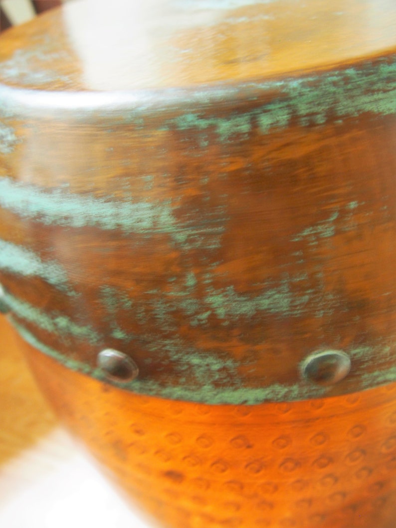 Riveted/hammered Copper Drum Table Etsy