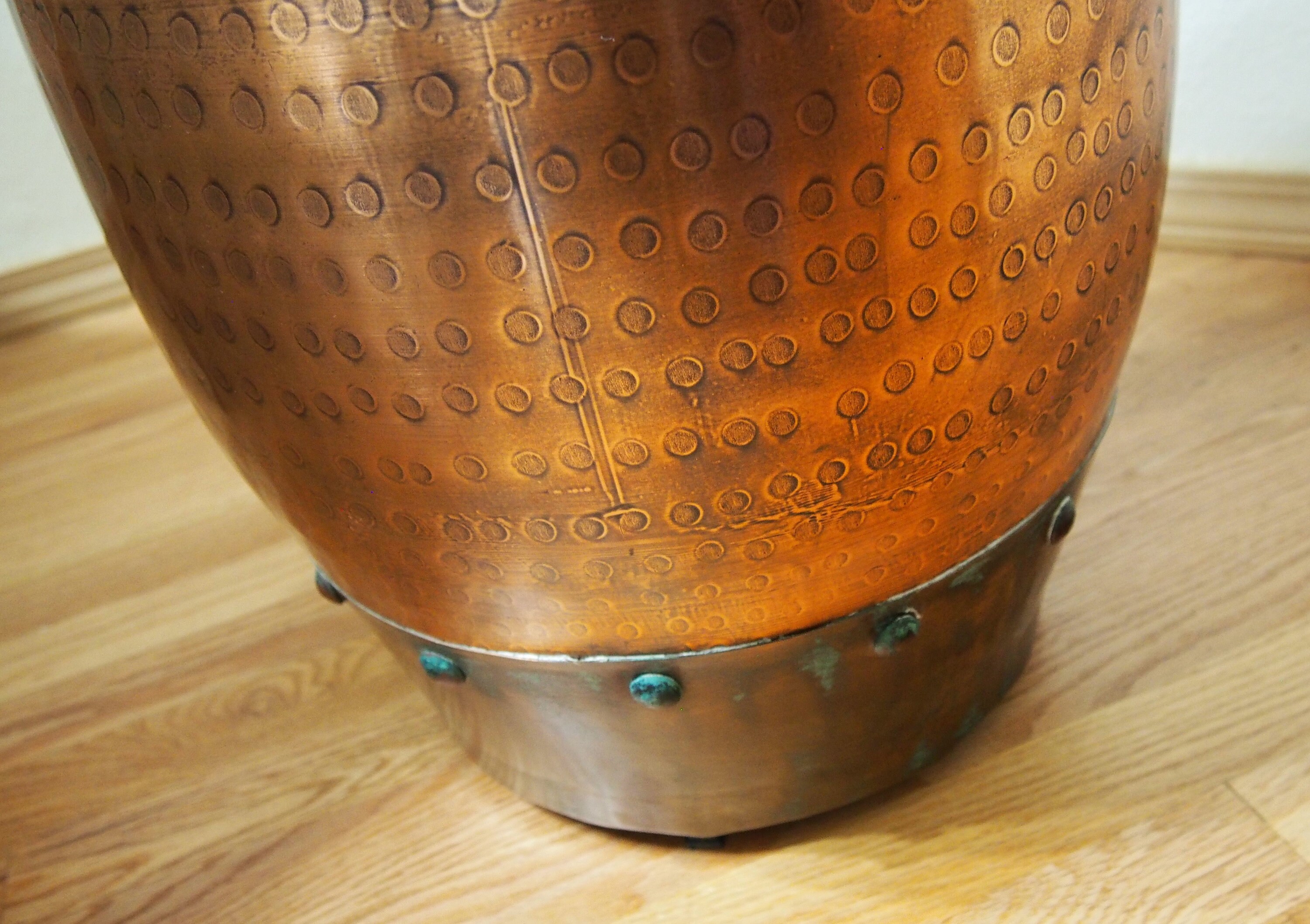 Riveted/hammered Copper Drum Table Etsy