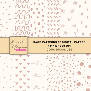12 Vintage Rose Patterns Digital Papers, Neutral Digital Papers, Digital Patterns Backgrounds, Digital Paper Pack, Scrapbook Digital Paper
