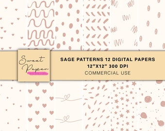 12 Vintage Rose Patterns Digital Papers, Neutral Digital Papers, Digital Patterns Backgrounds, Digital Paper Pack, Scrapbook Digital Paper