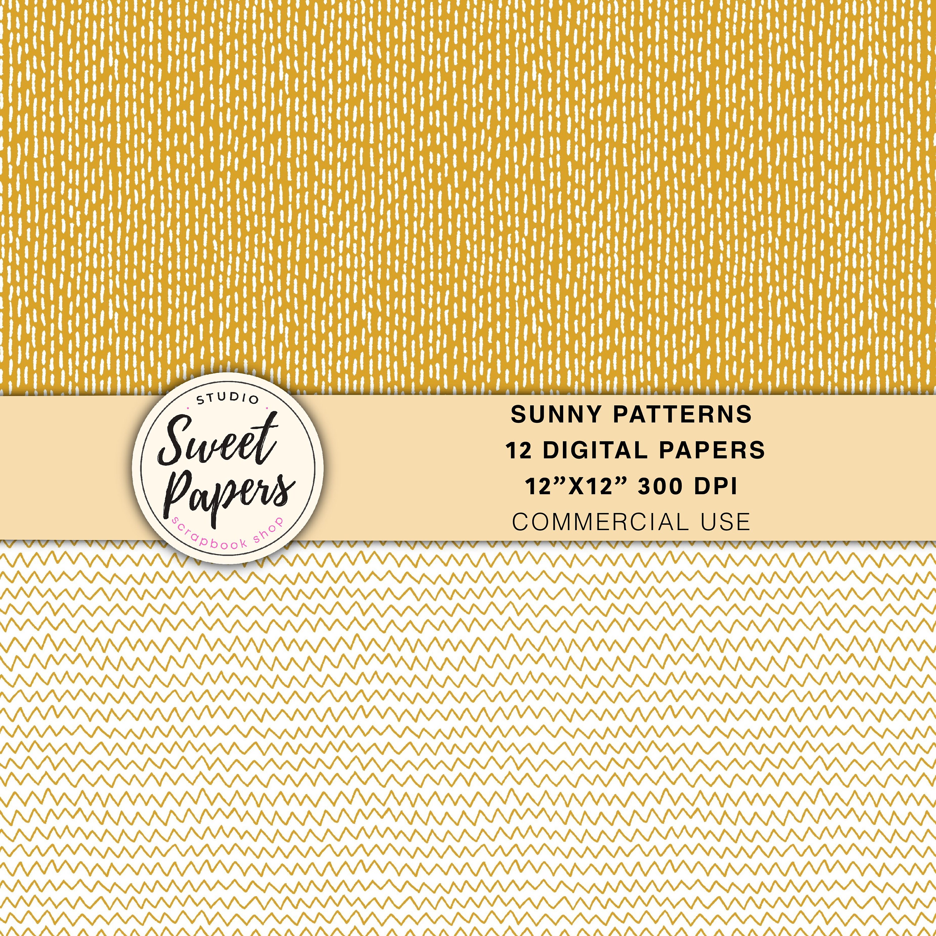 Set of 12 Sunny Patterns, Doodle Digital Papers, Digital Scrapbooking ...