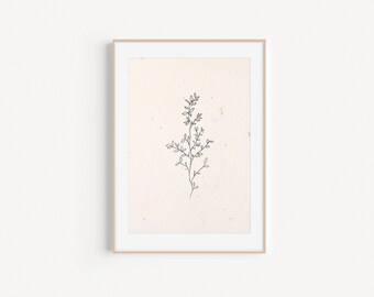 DIGITAL DOWNLOAD, Branch with Leaves, Botanic Print, Floral print, Plant Print, PRINTABLE Artwork, Drawing, Wall Decor