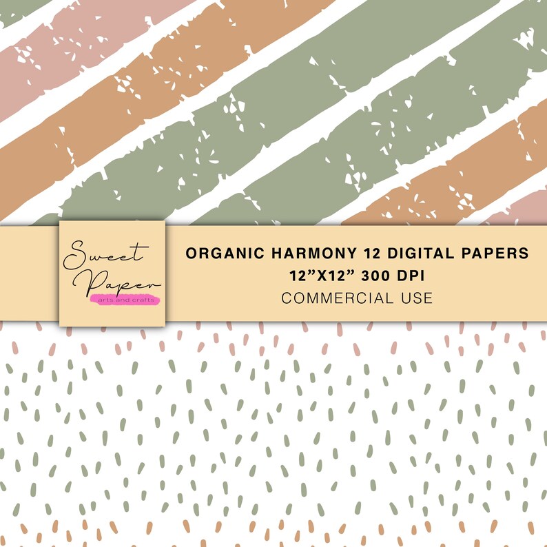 12 Organic Harmony Digital Papers, Neutral Digital Papers, Digital ...