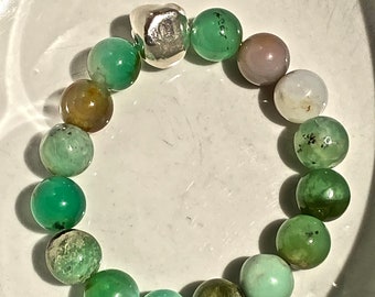 Chrysoprase and Sterling Silver Bracelet