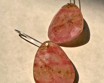 Rhodochrosite and Sterling Silver Earrings