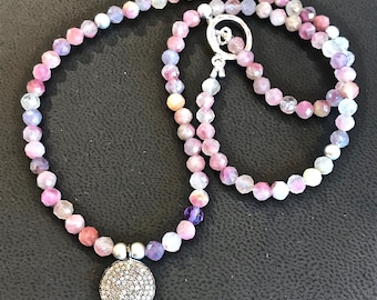 Pink Tourmaline and Diamond Necklace