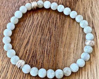 Siberian Moonstone and Fine Silver  Bracelet
