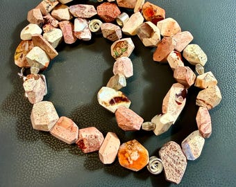 Mexicaanse vuuropaal ketting in sterlingzilver en goud