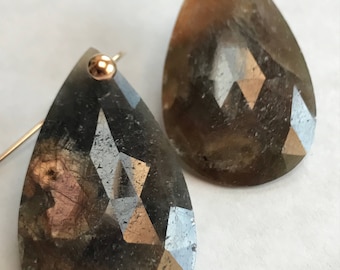 Brown and Orange Natural Sapphire Earrings