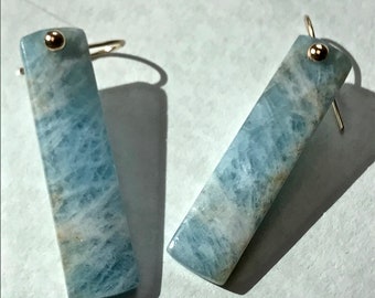Aquamarine and 14K Gold Earrings