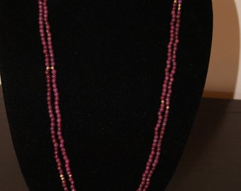 Double Strand Natural Untreated Ruby Long Necklace with 14K Accents