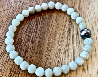 Siberian Moonstone and Gunmetal Sterling Silver Bracelet
