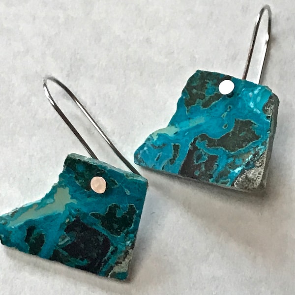 Chrysocolla and Sterling Silver Earrings