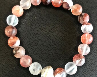 Red Quartz and Fine Silver Bracelet