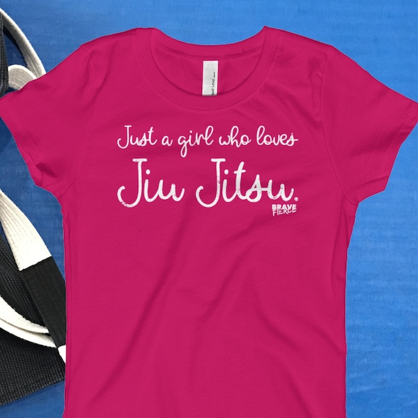 Jiu Jitsu Shirt for Youth Kids, Just a girl who loves Jiu Jitsu, BJJ Gift, Short-Sleeve Active Girl's T-Shirt