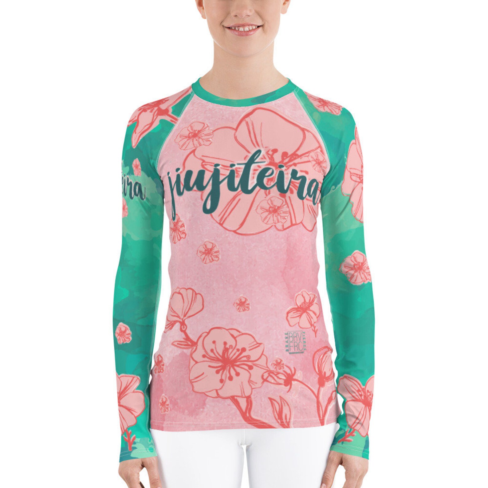 Jiujiteira Jiu Jitsu Rash Guard A Female Jiu Jitsu, Blue Teal Pink