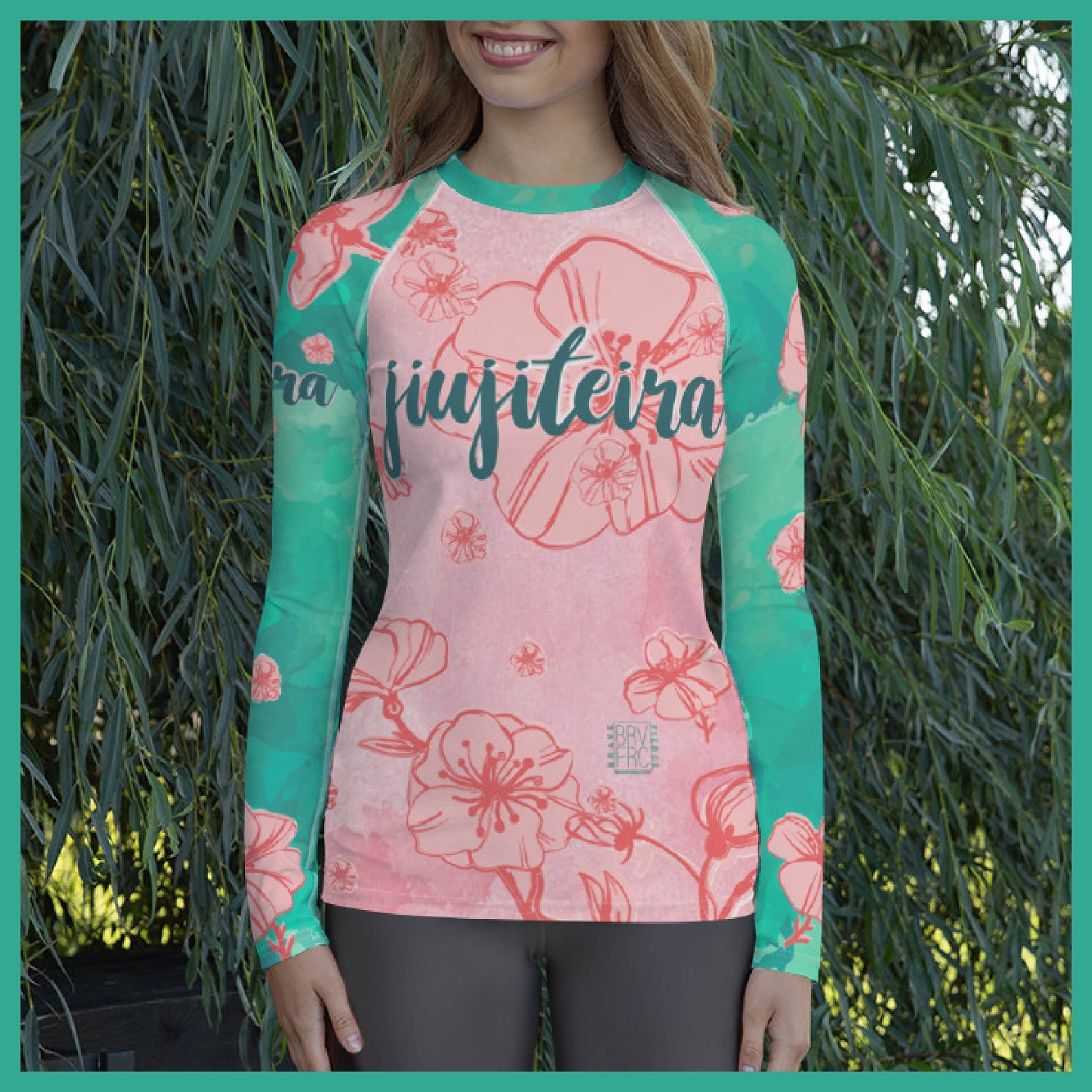 Jiujiteira Jiu Jitsu Rash Guard A Female Jiu Jitsu, Blue Teal Pink