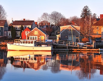 Photo Print, Portsmouth South End, New Hampshire, Seacoast Photography, Sunrise, Fishing Boat, New England, NH, Nautical Home Decor
