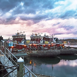 Photo Print, Portsmouth Harbor Tugboats, New Hampshire, Seacoast Photography, Stormy, Waterfront, New England, NH, Nautical Home Decor
