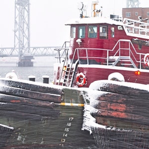 Photo Print, Portsmouth New Hampshire, Seacoast Photography, Winter, Harbor, New England, Nautical Home Decor