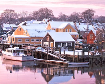 Photo Print, Portsmouth New Hampshire, Seacoast Photography, Sunrise, Snow, New England, Winter Home Decor