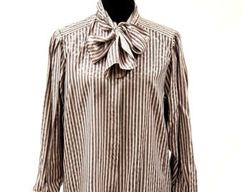 LOUIS FERAUD 90s Tie Neck Silk Blouse