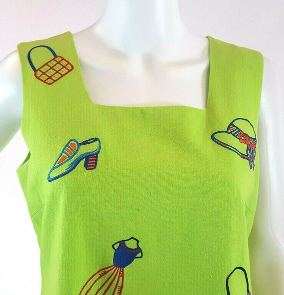 1970's Betsy's Things Lime Sheath Dress SZ 8 Line… - image 2