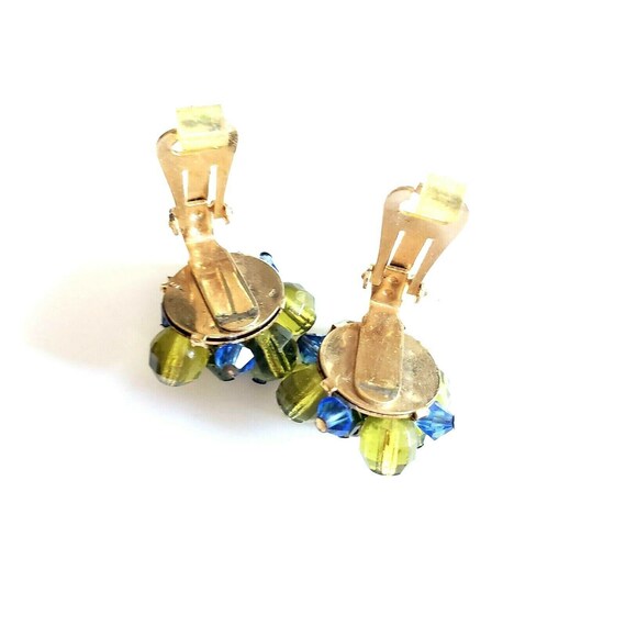 Hobe Clip Earrings  Faceted Crystal Bead Cluster … - image 9