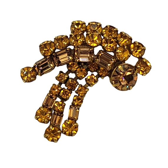 Kramer of New York Brooch Topaz Colored Rhineston… - image 8