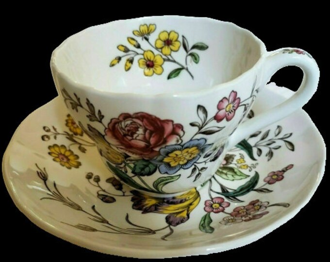 Spode Gainsborough Cup and Saucer Floral Marlborough Shape Etsy