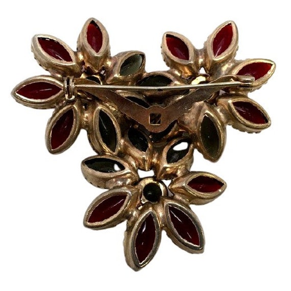 Vintage Red Rhinestone Brooch Pin Triangular Flow… - image 5