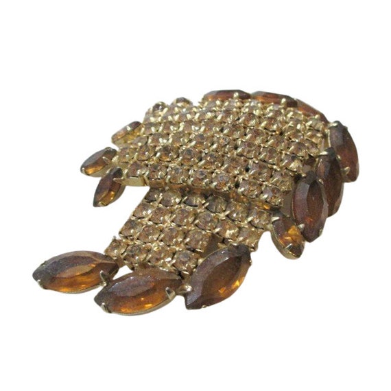 Vintage Rhinestone Brooch Brown Rootbeer Aurora B… - image 5