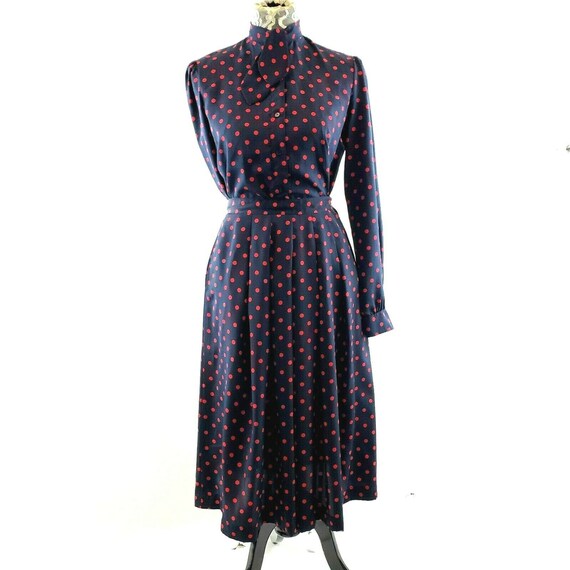 The Villager Polka Dot Two Piece Dress Navy Red B… - image 5