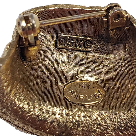 Vintage BSK Fedora Pin My Fair Lady Brooch Gold T… - image 6